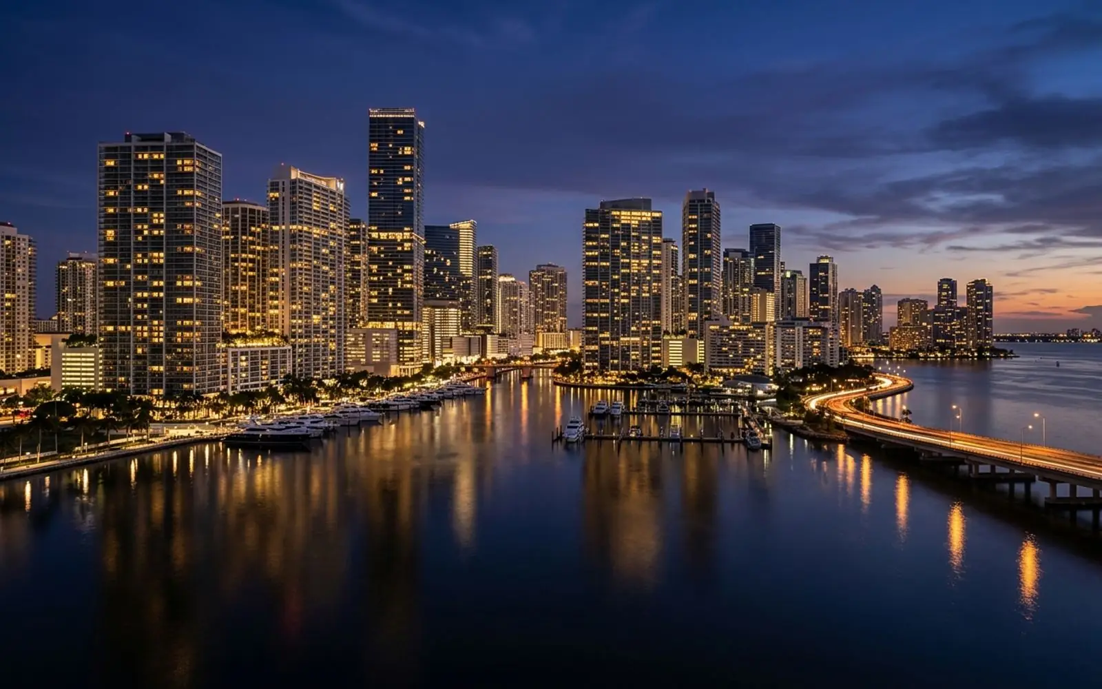Miami skyline at blue hour