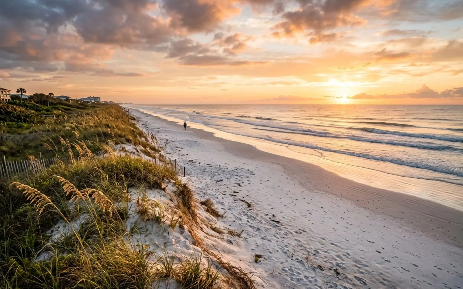 New Smyrna Beach shoreline at sunrise